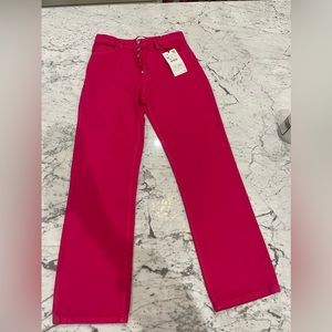 ZARA high rise regular length straight fit jeans hot pink size 36 US size 4 BNWT
